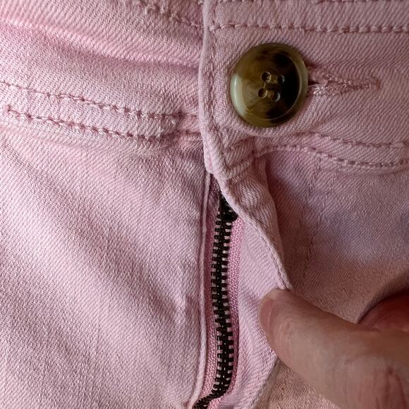 Billabong Jeans Womens Size 28 Pink Wide Leg Flare Raw Hem Cotton Blend Girly - Picture 10 of 16